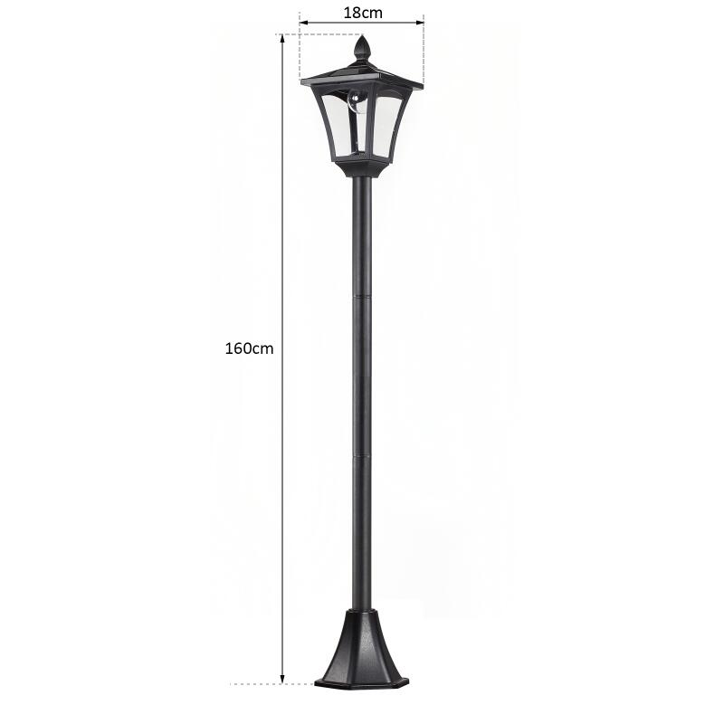 Lampa solara tip felinar pentru gradina, 1 LED, 18x18x160 cm
