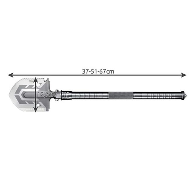 Lopata multifunctionala, pliabila, metalica, argintiu, 16 in 1, 12.7x37-67 cm, Trizand