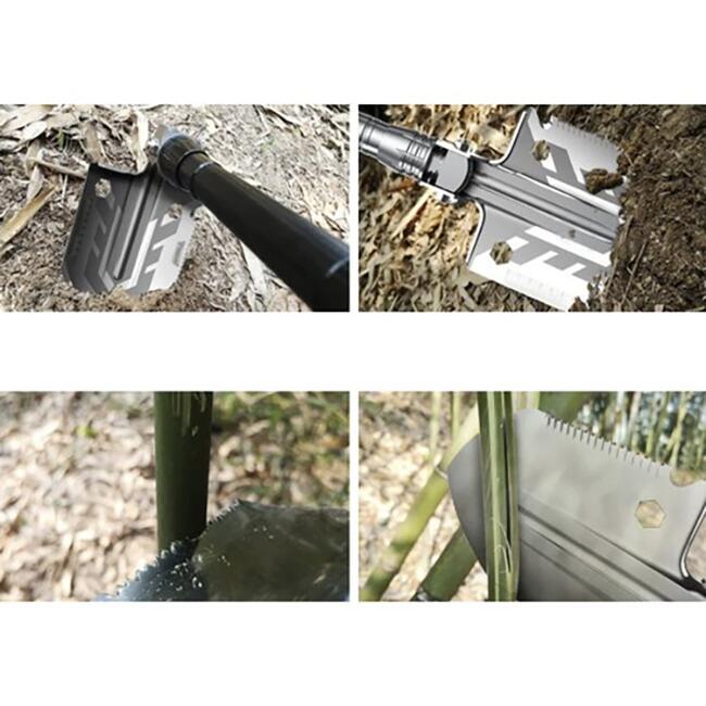 Lopata multifunctionala, pliabila, metalica, argintiu, 16 in 1, 12.7x37-67 cm, Trizand