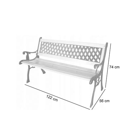 Banca de gradina, lemn, structura metal, 122x56x74 cm, Ramona