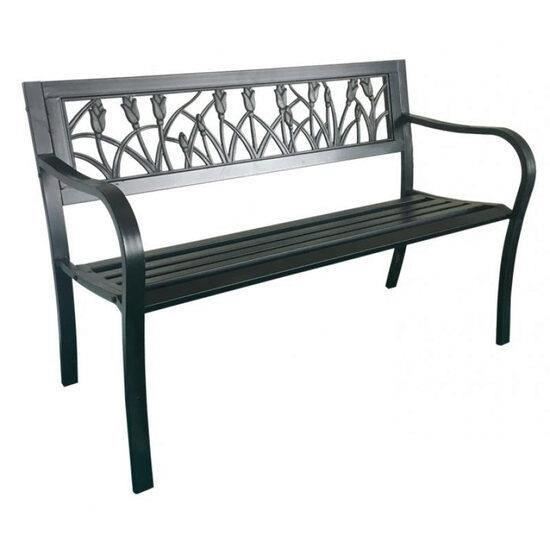 Banca de gradina, spatar plastic, structura metalica, 125x53x77 cm, Raluca