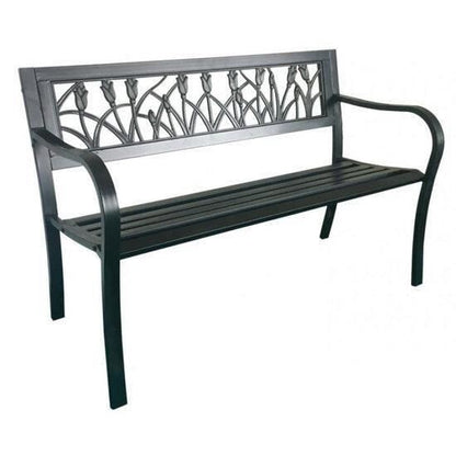 Banca de gradina, spatar plastic, structura metalica, 125x53x77 cm, Raluca