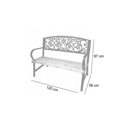Banca de gradina, metal si lemn, 120x56x87 cm, Adela