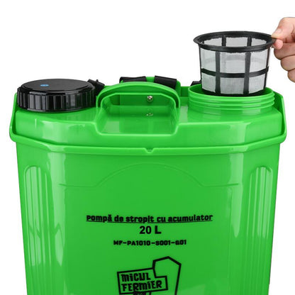 Pulverizator gradina, pompa de stropit, vermorel, Micul Fermier, electric, pentru spate, cu acumulator 8 Ah, 20 L