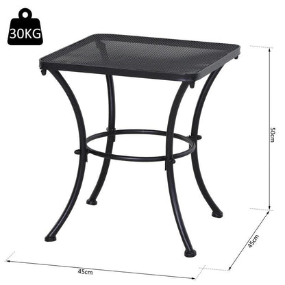 Masa gradina/terasa/balcon pentru exterior, patrata, metalica, negru, 45x45x50 cm