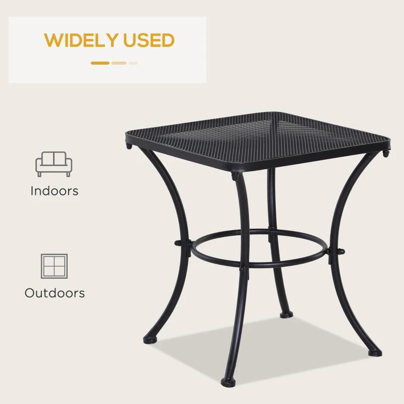 Masa gradina/terasa/balcon pentru exterior, patrata, metalica, negru, 45x45x50 cm