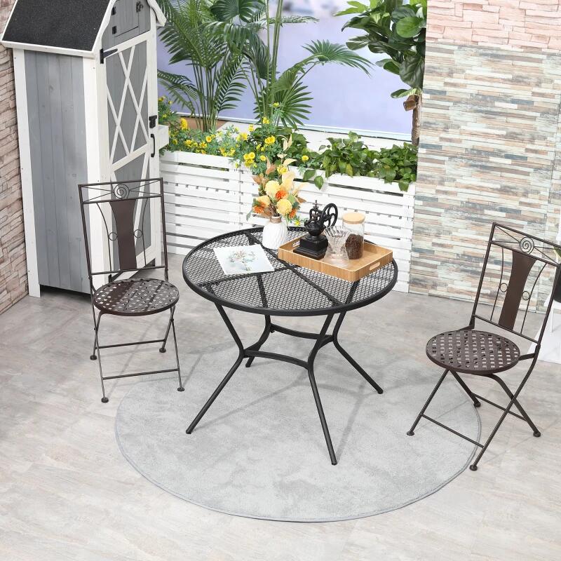 Masa gradina/terasa/balcon pentru exterior, rotunda, metalica, negru, 91x71.5 cm