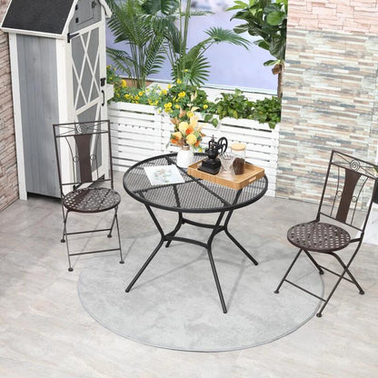 Masa gradina/terasa/balcon pentru exterior, rotunda, metalica, negru, 91x71.5 cm