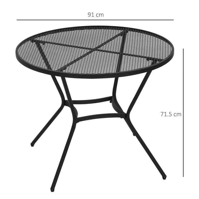 Masa gradina/terasa/balcon pentru exterior, rotunda, metalica, negru, 91x71.5 cm