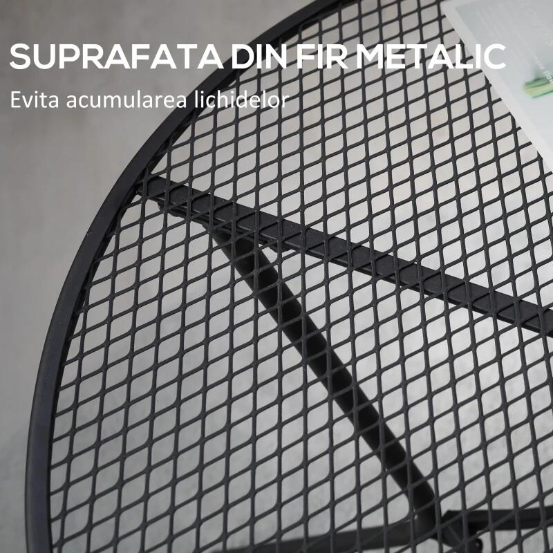 Masa gradina/terasa/balcon pentru exterior, rotunda, metalica, negru, 91x71.5 cm