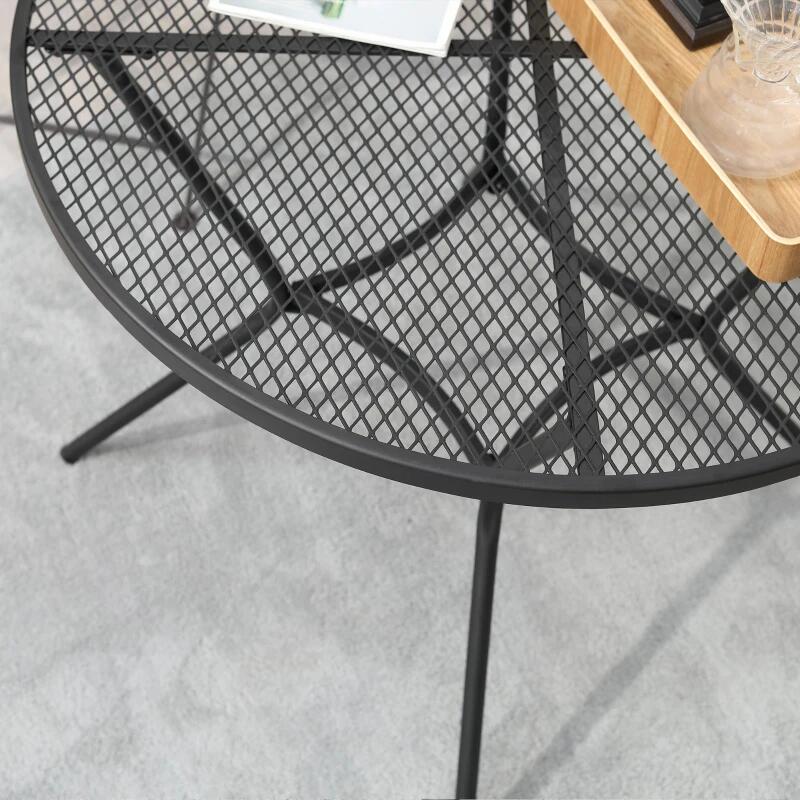 Masa gradina/terasa/balcon pentru exterior, rotunda, metalica, negru, 91x71.5 cm