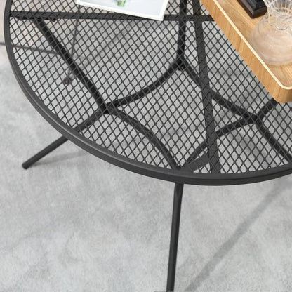 Masa gradina/terasa/balcon pentru exterior, rotunda, metalica, negru, 91x71.5 cm