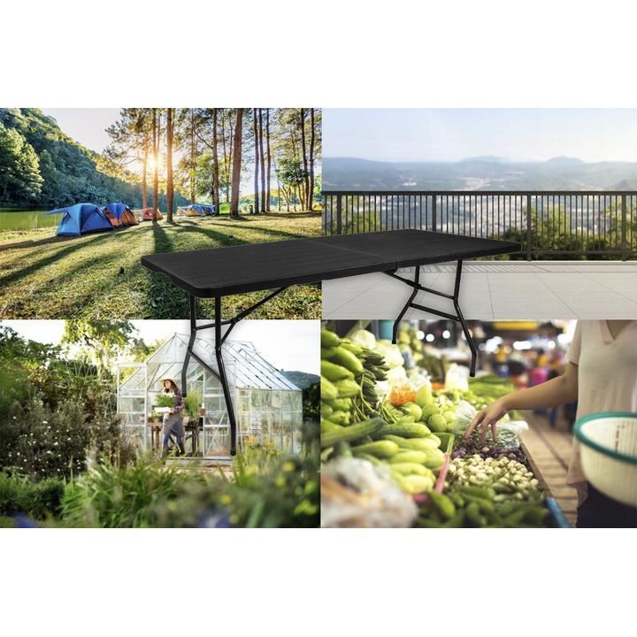 Masa pliabila gradina, camping, pescuit, tip valiza, neagra, 180x74x74 cm, Malatec
