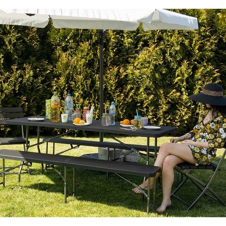 Masa pliabila gradina, camping, pescuit, tip valiza, neagra, 180x74x74 cm, Malatec