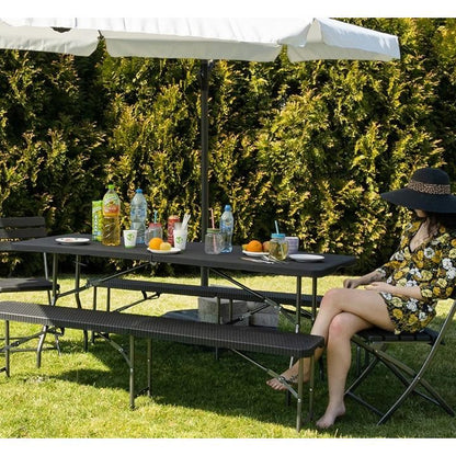 Masa pliabila gradina, camping, pescuit, tip valiza, neagra, 180x74x74 cm, Malatec