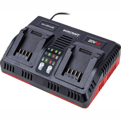 Masina de tuns iarba, gazon, electrica, motor fara perii, cu 2 acumulatori 4 Ah, incarcator, 2x20V Li-ion, 32 cm, Worcraft
