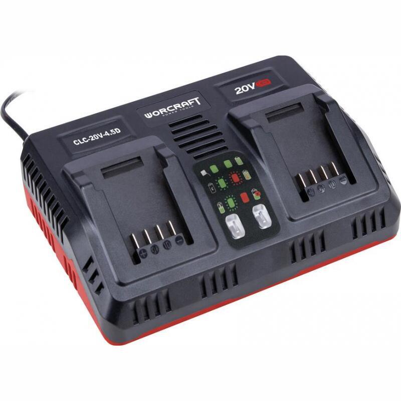 Masina de tuns iarba, gazon, electrica, motor fara perii, cu 2 acumulatori 4 Ah, incarcator, 2x20V Li-ion, 32 cm, Worcraft