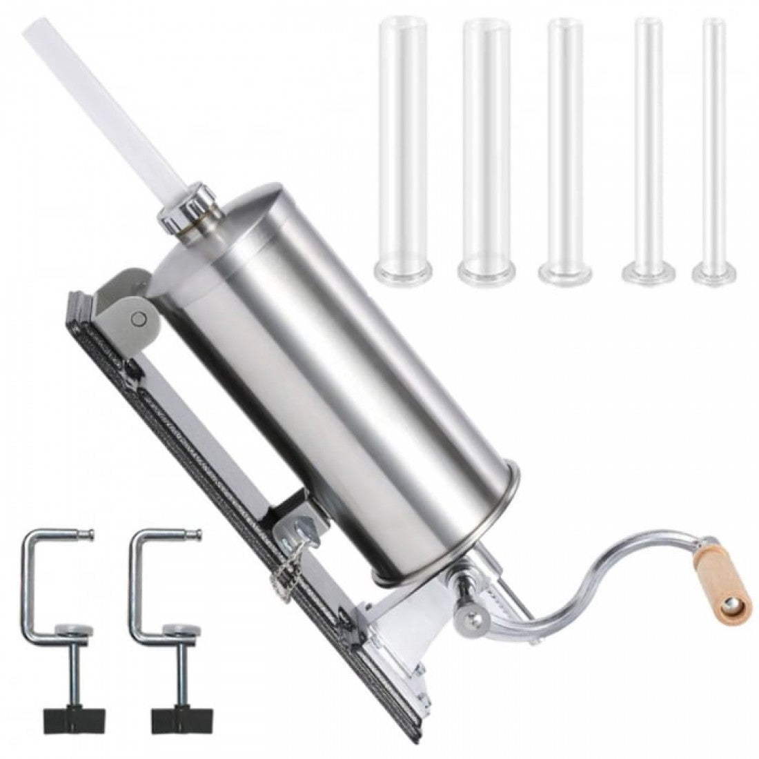 Mașină Manuală de Umplut Cârnați Orizontală Craft-Tec MX131  4 kg - 5 Pâlnii Incluse de 10, 15, 19, 22 și 25 mm
