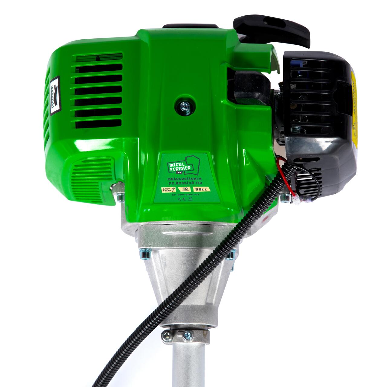 Motocoasa/trimmer pentru tuns iarba, Micul Fermier, benzina, cu 10 accesorii, 3.5 kW, 4.76 CP, 52 CC