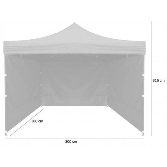 Pavilion pentru gradina/comercial, cadru metalic, 3 pereti, pliabil, alb, 3x3x3.16 m