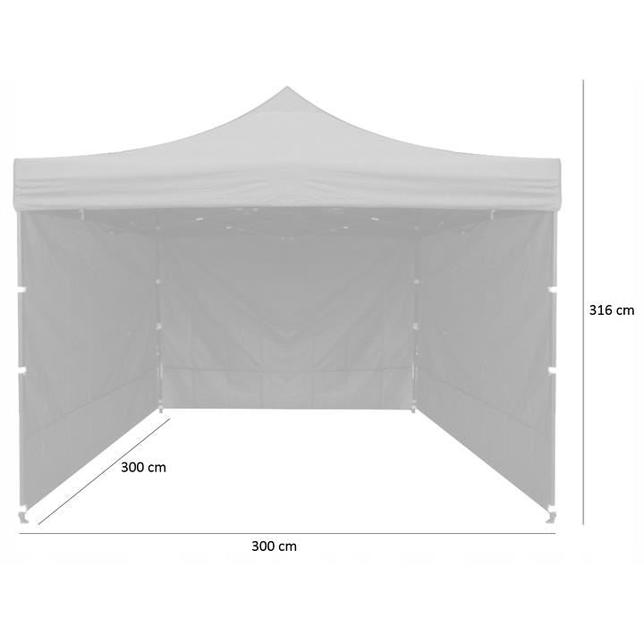 Pavilion pentru gradina/comercial, cadru metalic, 3 pereti, pliabil, negru, 3x3x3.16 m