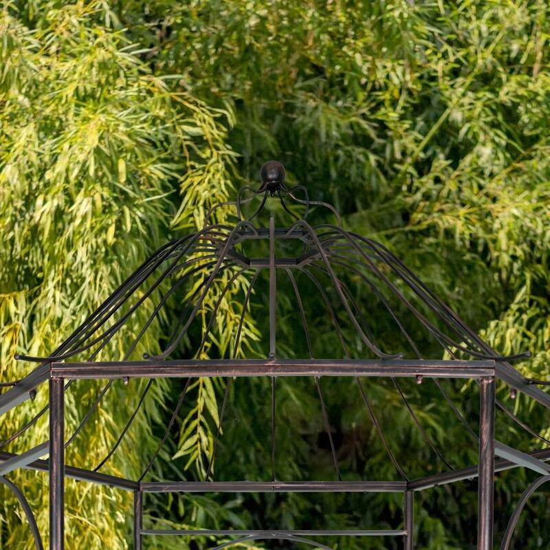 Pavilion/foisor cu arcada pentru gradina, plante cataratoare, metalic, bronz antic, 180x156x275 cm