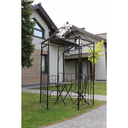 Pavilion/foisor cu arcada pentru gradina, plante cataratoare, metalic, bronz antic, 180x156x275 cm