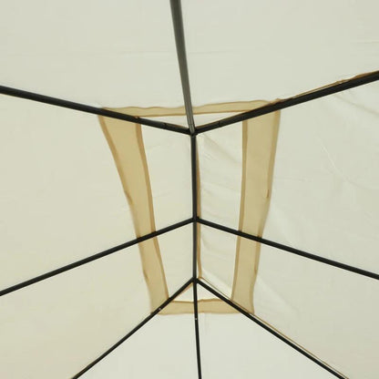 Pavilion/foisor pentru gradina/terasa, cadru metalic, cu perdele, crem, 4x3x2.55 m