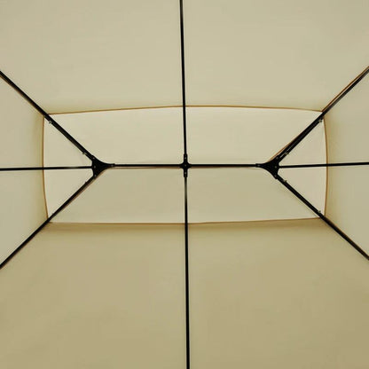 Pavilion/foisor pentru gradina/terasa, cadru metalic, cu perdele, crem, 4x3x2.65 m