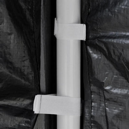 Pavilion/foisor pentru gradina/terasa, cadru metalic, cu plasa de tantari, gri inchis, 3.95x2.95x2.55 m