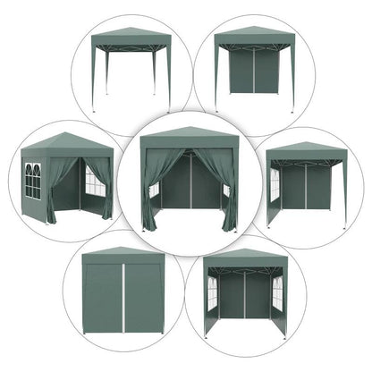 Pavilion pentru camping, cadru metalic, 4 pereti, pliabil, verde, 2x2x2.4 m