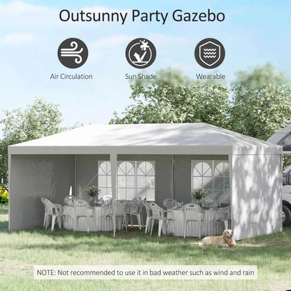 Pavilion pentru gradina/comercial, cadru metalic, 4 pereti, pliabil, alb, 5.85x2.95x2.55 m