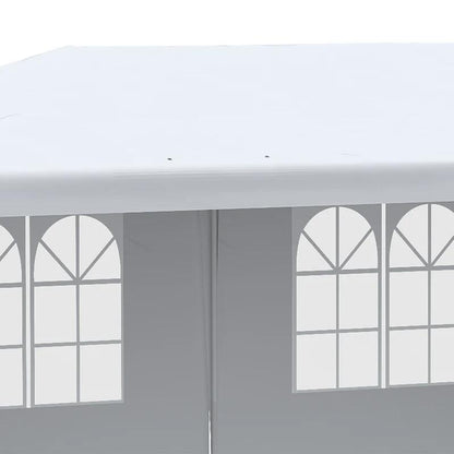 Pavilion pentru gradina/comercial, cadru metalic, 4 pereti, pliabil, alb, 5.85x2.95x2.55 m