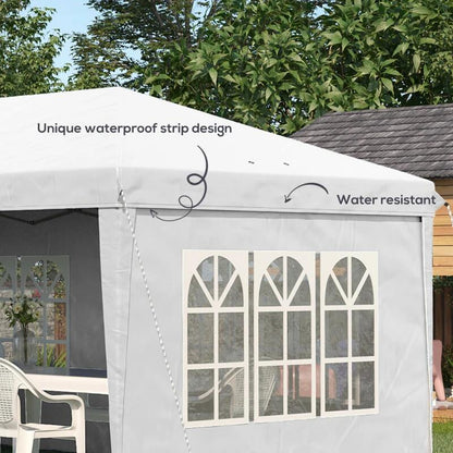 Pavilion pentru gradina/comercial, cadru metalic, material Oxford, 4 pereti, pliabil, alb, 5.85x2.95x2.70 m