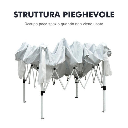 Pavilion pentru gradina/terasa, cadru metalic, material Oxford, pliabil, cu geanta, alb, 3x3x2.4 m