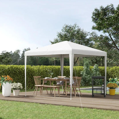Pavilion pentru gradina/terasa, cadru metalic, pliabil, inaltime reglabila, alb, 2.7x2.7x2-2.54 m