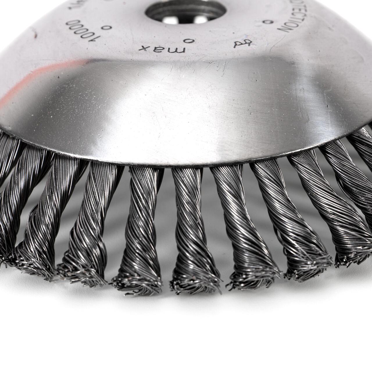 Perie sarma, tip cupa, cu toroane, pentru motocoasa/trimmer, Micul Fermier, 200 mm