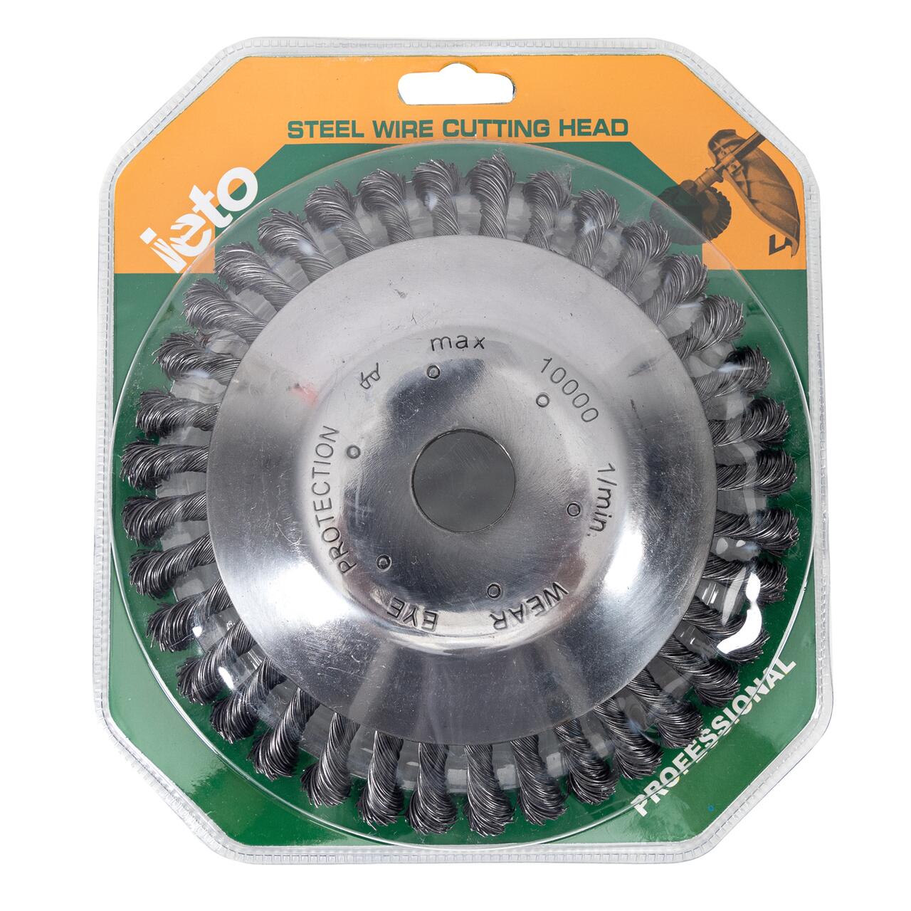 Perie sarma, tip cupa, cu toroane, pentru motocoasa/trimmer, Micul Fermier, 200 mm