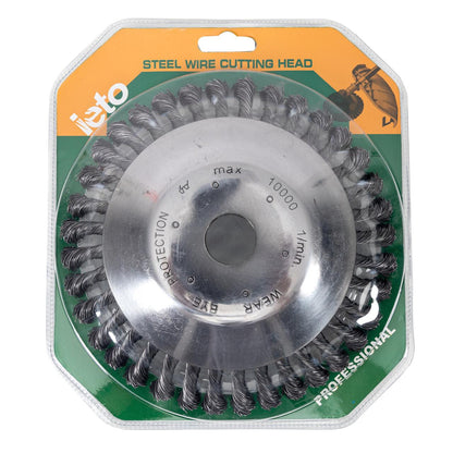 Perie sarma, tip cupa, cu toroane, pentru motocoasa/trimmer, Micul Fermier, 200 mm