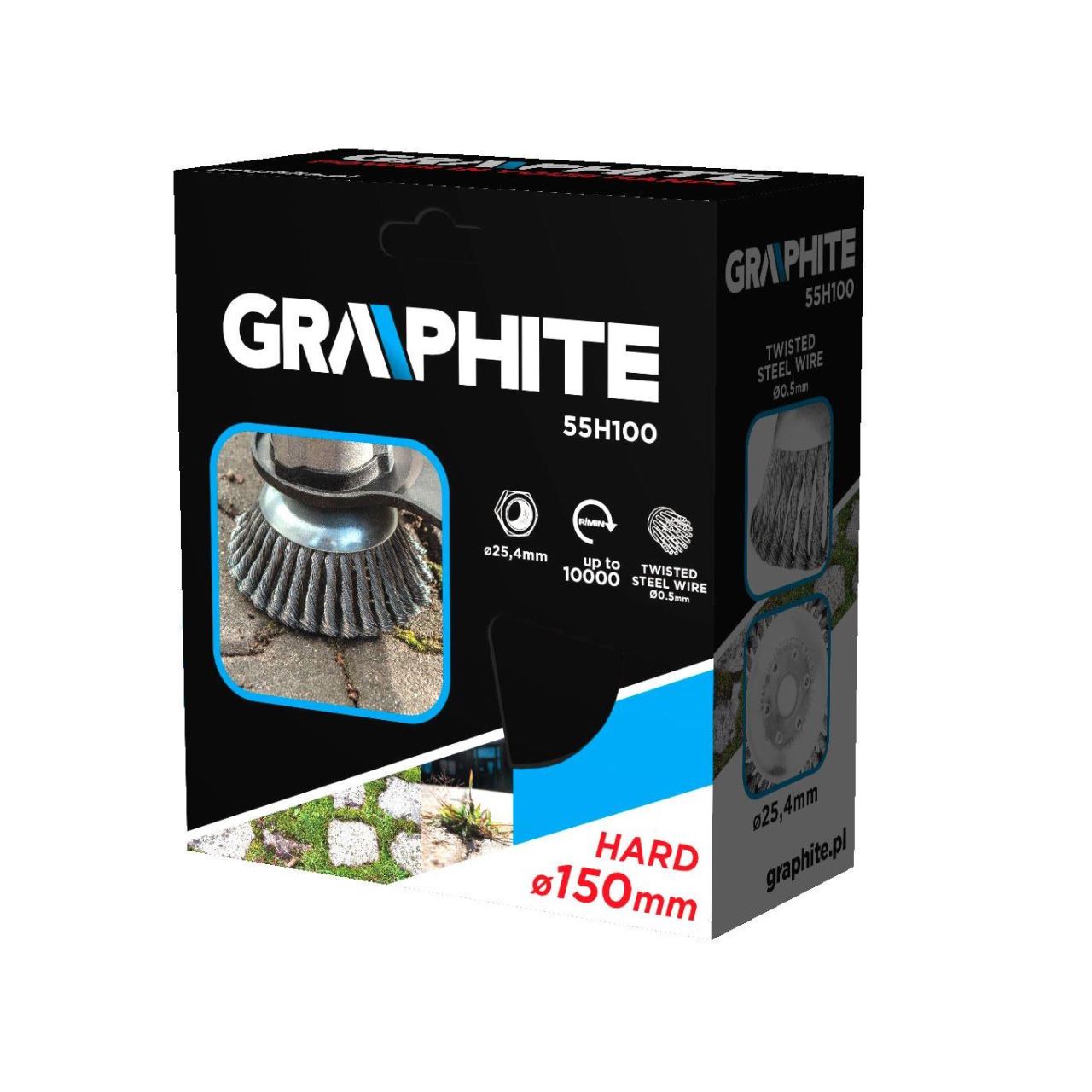 Perie sarma, tip cupa, cu toroane, pentru motocoasa/trimmer, otel, 150x25.4 mm, Graphite