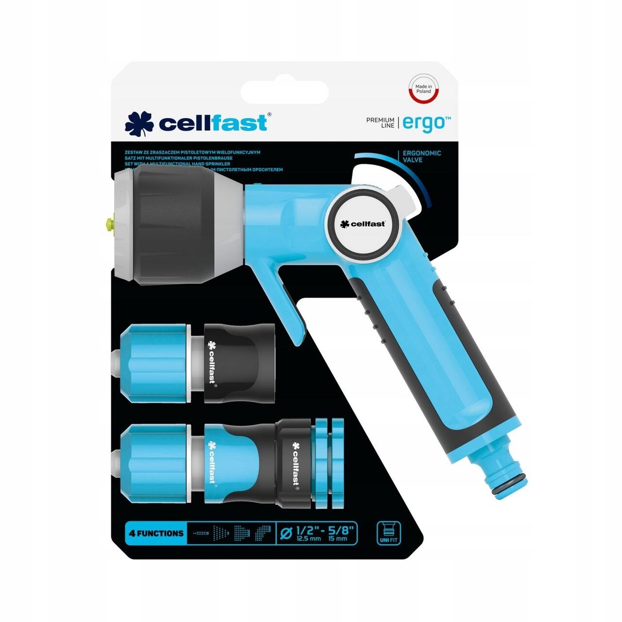 Pistol stropit gradina profesional, tip dus, 4 moduri, cu accesorii, 1/2"-5/8", Ergo, Cellfast