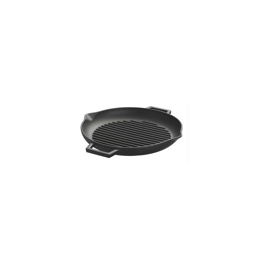 Placa gratar, fonta, rotunda, cu manere si cioc, 33.5x4.5 cm, Perfect Home