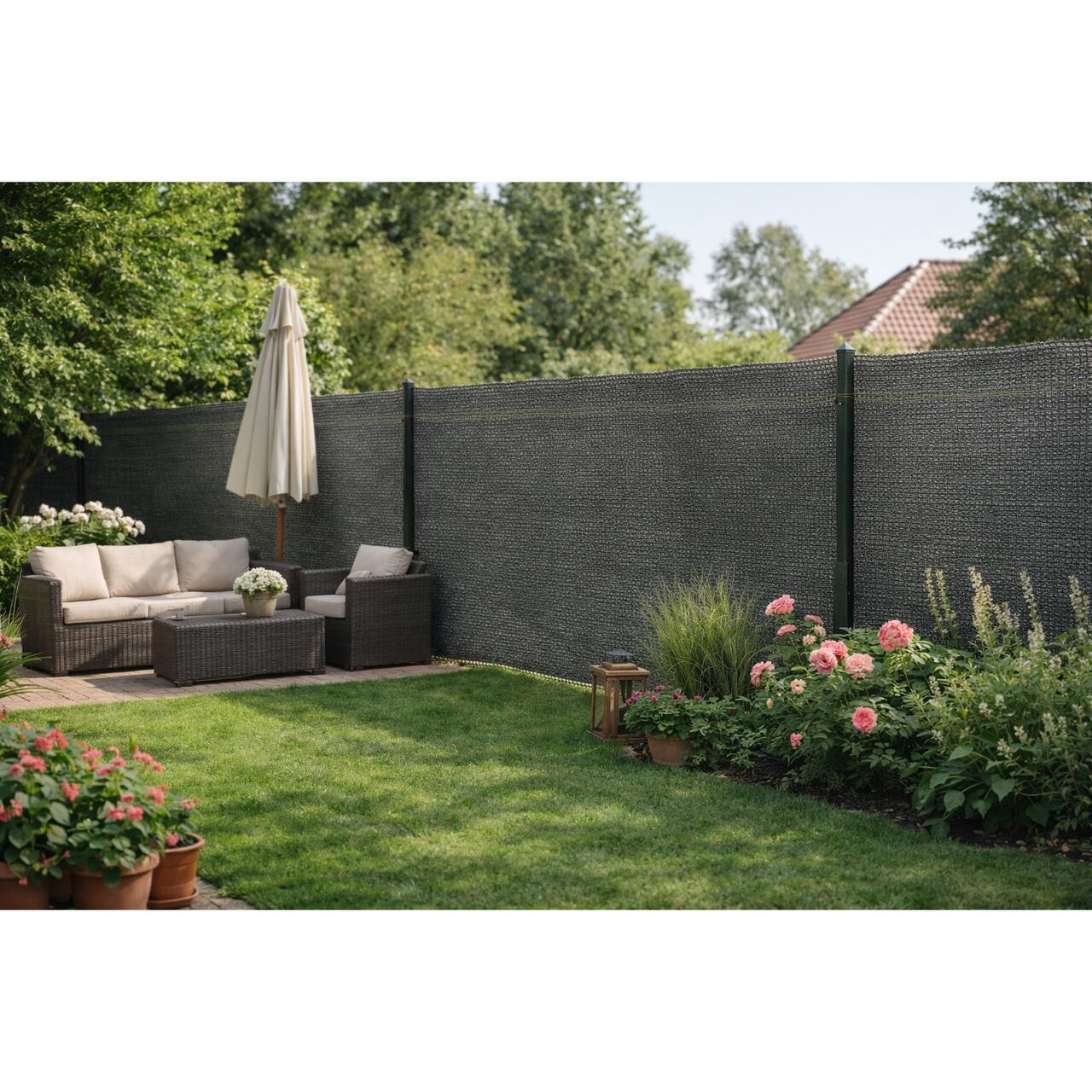 Plasa de umbrire, HDPE, UV, 150 g/mp, grad umbrire 90%, antracit, 1.5x25 m, Strend Pro