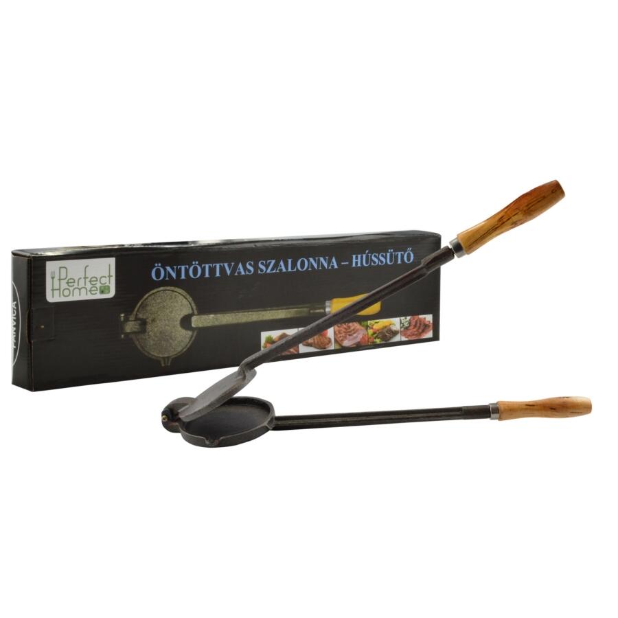 Prajitor pentru slanina, fonta, cu maner 53 cm, 12.5cm, Perfect Home