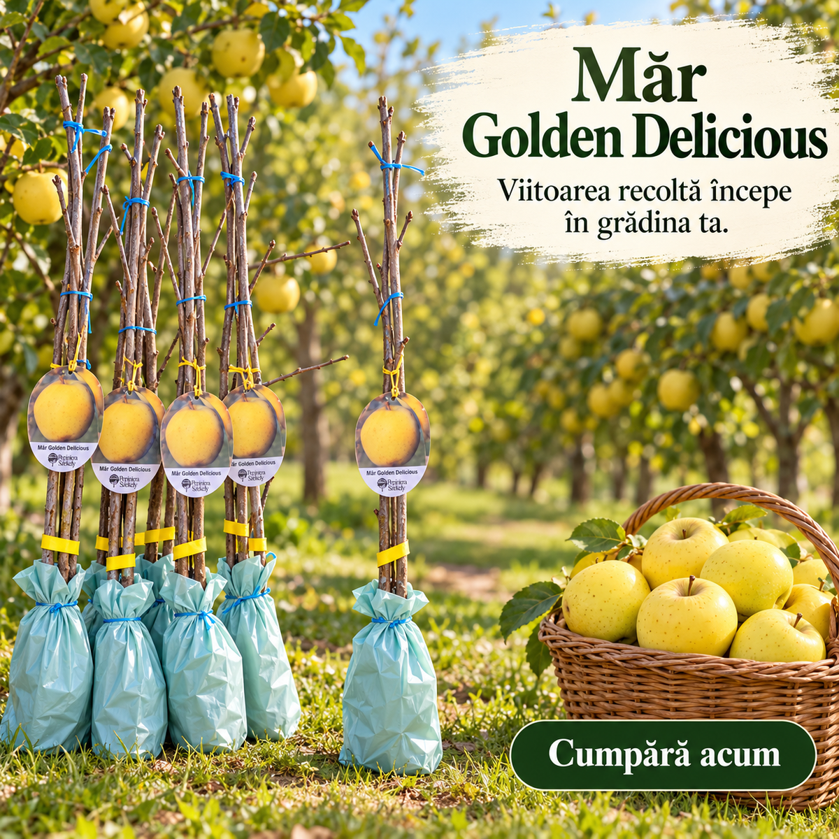 Măr Golden Delicious – Puiet Altoit pe M9, Soi American