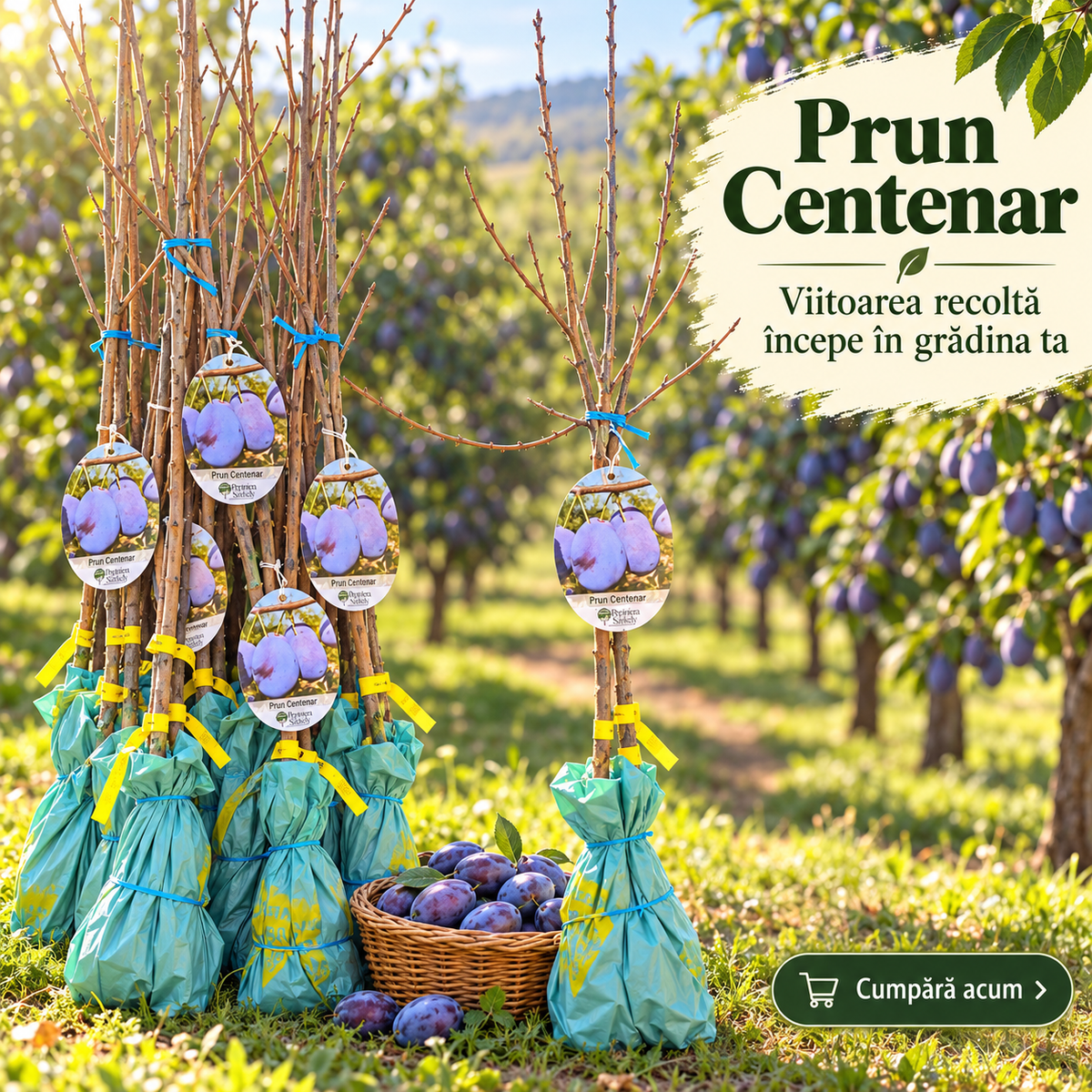 Prun Centenar – Puiet Altoit pe Corcoduș, Soi Românesc cu Fructe Mari