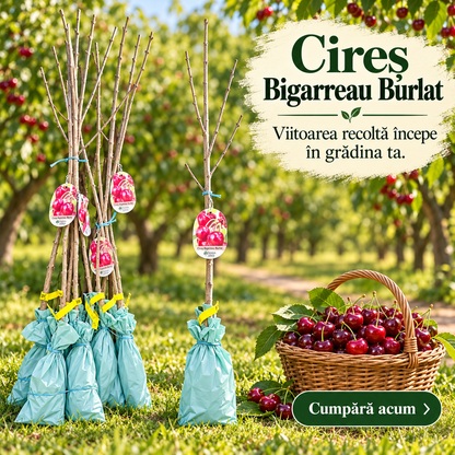 Cireș Bigarreau Burlat – Puiet Altoit pe Prunus Mahaleb, Soi Francez Productiv