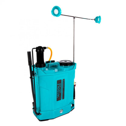 Pulverizator gradina, pompa de stropit, Detoolz, 2 in 1, vermorel, manual si electric, pentru spate, cu acumulator 8 Ah, accesorii, 16 L