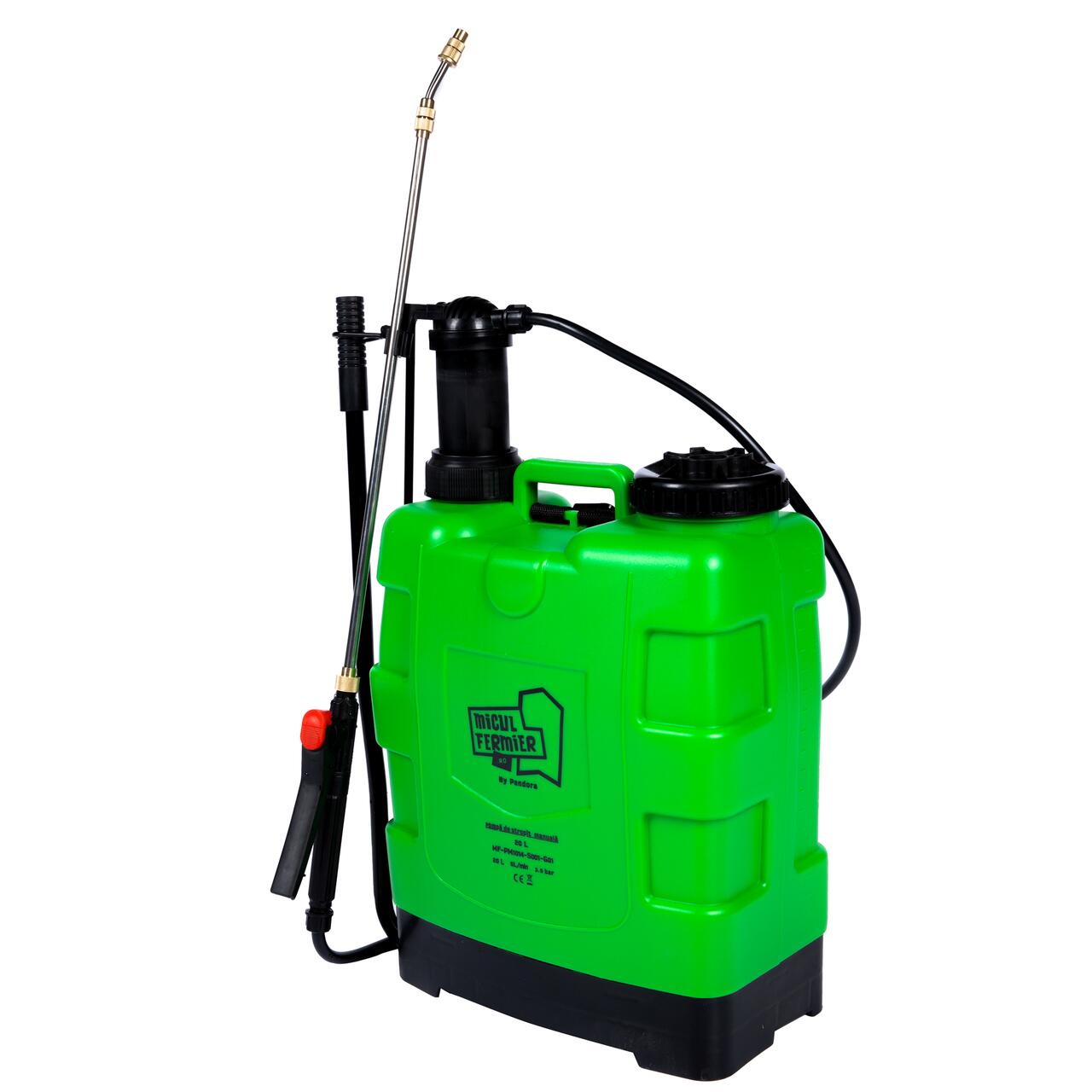 Pulverizator gradina, pompa de stropit, vermorel, Micul Fermier, manual, pentru spate, cu accesorii, 20 L