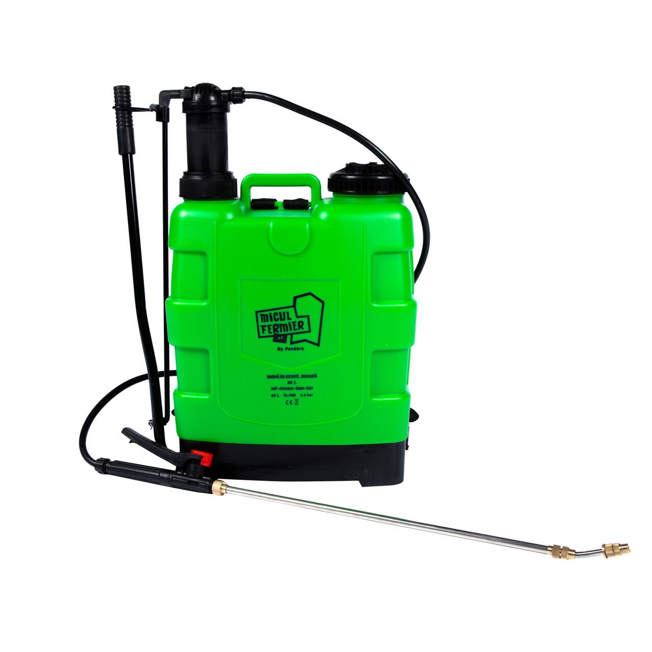Pulverizator gradina, pompa de stropit, vermorel, Micul Fermier, manual, pentru spate, cu accesorii, 20 L